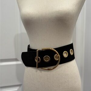 Black Velvet Statement Belt with Gold Hardware ✨